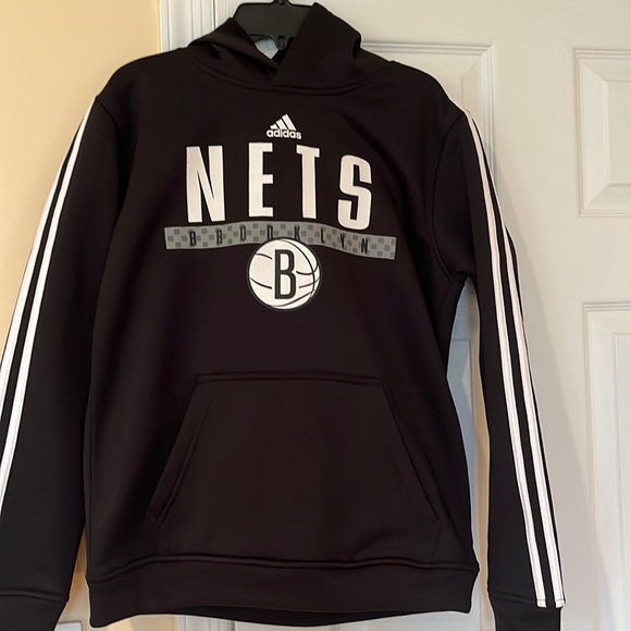Adidas NETS Brooklyn fleece hoodie in black - Picture 1 of 8